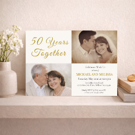 Invitación Oro Champán 50 Años Juntos Foto Aniversario