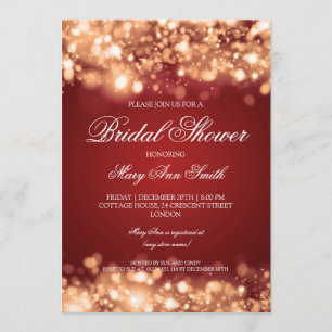 Invitación Oro chispeante de las luces de la ducha nupcial