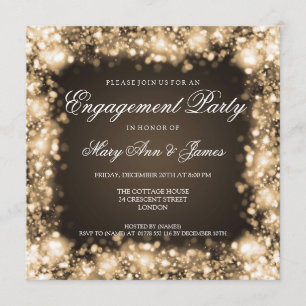 Invitación Oro chispeante de las luces del fiesta de