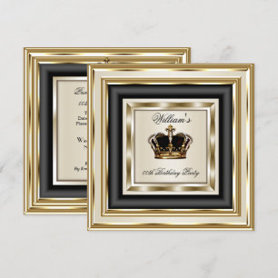 Invitación Oro crema plata cumpleaños príncipe rey reina 2