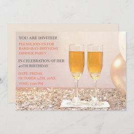 Invitación Oro de cáscara de huevo 40 cumpleaños champagne