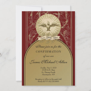 Invitación Oro de confirmación católica y Borgoña