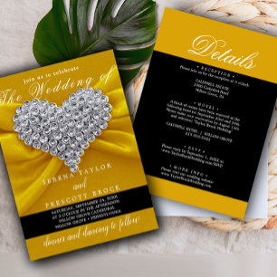 Invitación Oro de diamante Elegante caligrafía Boda hermoso
