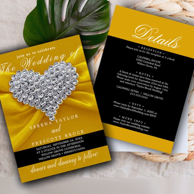 Invitación Oro de diamante Elegante caligrafía Boda hermoso (Subido por el creador)