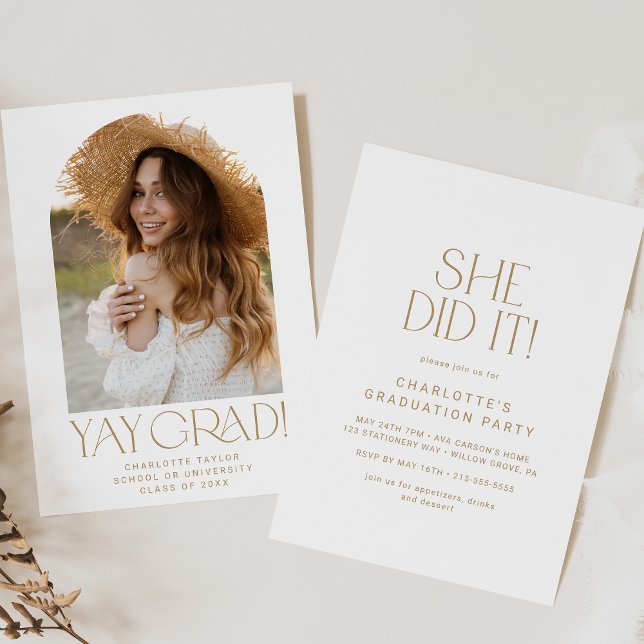 Invitación Oro De Fete Moderno Lo Hizo Foto Graduación De Arc (Subido por el creador)