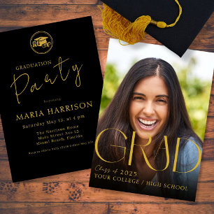 Invitación Oro de graduación de foto personalizado en invitac