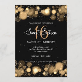 Invitación Oro de la fiesta de cumpleaños del dulce de