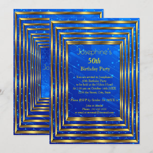 Invitación Oro de la fiesta de cumpleaños número 50 de Electr