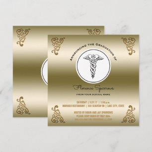 Invitación Oro de la fiesta de graduación el   de la