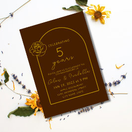 Invitación Oro de la madera moderna 5º aniversario del Boda