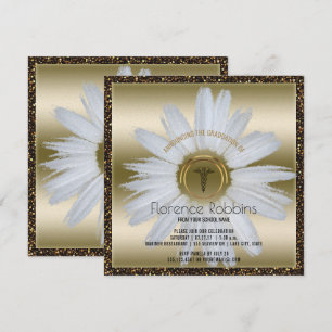 Invitación Oro de la margarita de la graduación el   de la