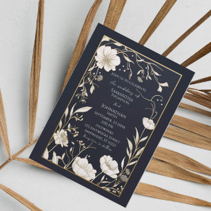 Invitación Oro de la Marina Oscura frente al Boda Blanco