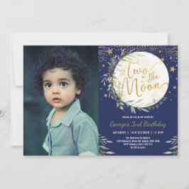 Invitación Oro de la vegetación marina dos en la luna segundo