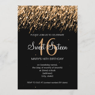 Invitación Oro de las estrellas el caer del fiesta del dulce