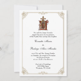 Invitación Oro de las rosas rojas de Guadalupe