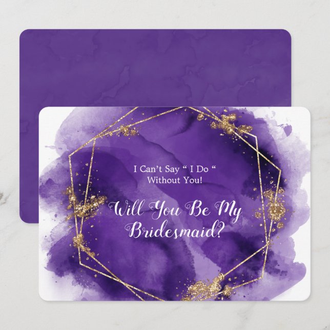 Invitación Oro De Lavanda Púrpura Serás Mi Noviera (Anverso / Reverso)