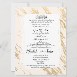 Invitación Oro De Mármol Musulmán Árabe Y Boda Inglés