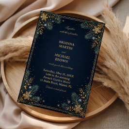 Invitación Oro de medianoche Evergreen Winter Splendor