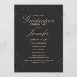 Invitación Oro de Moda moderna especulado con graduación negr