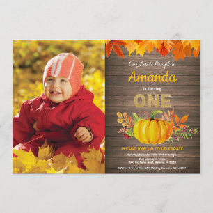 Invitación Oro de primer cumpleaños de la caída de calabaza r