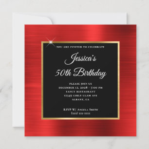Invitación Oro de Relieve metalizado Rojo y Superposición Neg