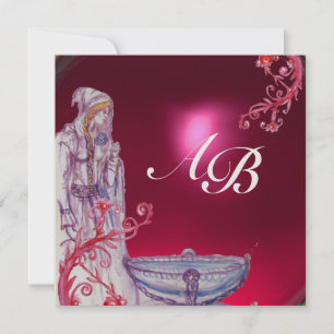 Invitación Oro de rubí rojo VIVIVIEN MONOGRAM