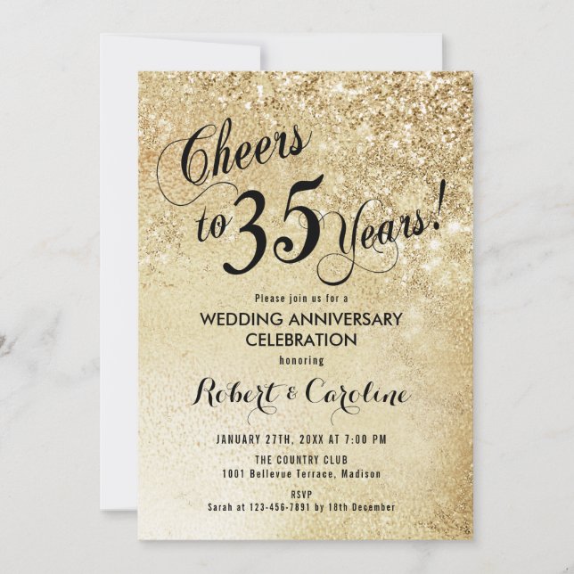Invitación Oro del 35° aniversario del Boda (Anverso)