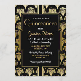 Invitación Oro del art déco de Gatsby de la fiesta de