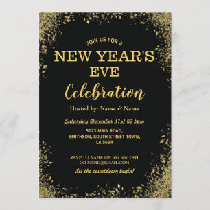 Invitación Oro del negro del fiesta de la celebración de