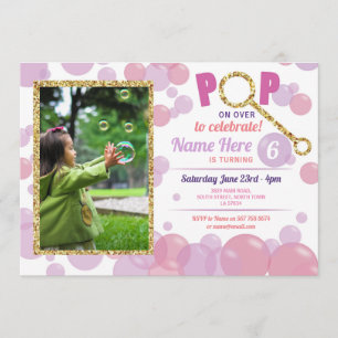 Invitación Oro del purpurina de la foto del rosa del