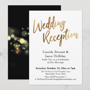 Invitación Oro Después de la recepción de la boda, fondo negr