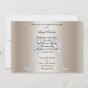 Invitación Oro Diamante Champagne Glass ELEGANT WEDDING