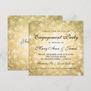 Invitación Oro elegante del fiesta de compromiso del país de