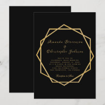 Oro elegante en Boda geométrico moderno negro