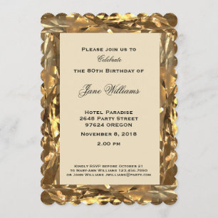 Invitación Oro elegante en el 80 aniversario del nacimiento