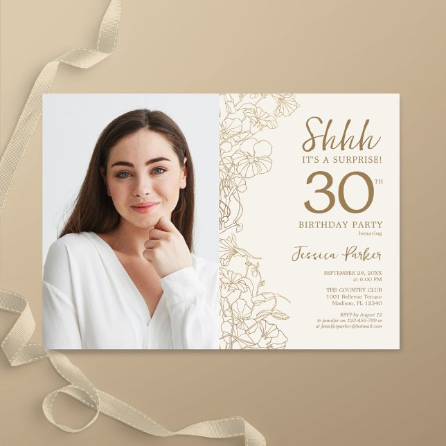Invitación Oro elegante foto sorpresa 30 cumpleaños (Subido por el creador)