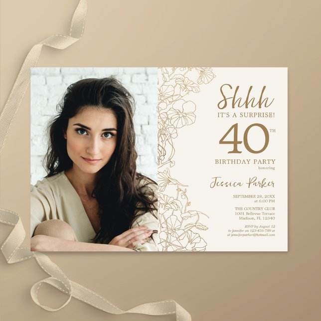Invitación Oro Elegante foto sorpresa 40 cumpleaños (Subido por el creador)