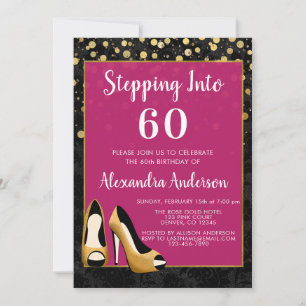 Invitación Oro en fiesta de cumpleaños 60
