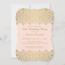 Invitación Oro en Rubor Vintage Lace Elegant 30 cumpleaños