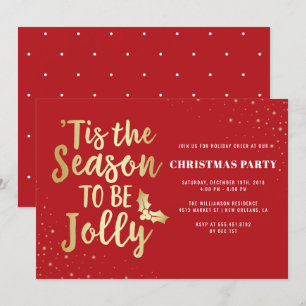 Invitación Oro Es La Temporada De Ser Jolly  Fiesta Navidades