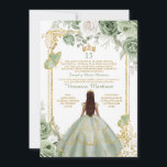 Invitación Oro español 15 años Sage Princesa Verde cumpleaños<br><div class="desc">EDITABLE Español Gold 15 Años Sage Green Princess Invitación al cumpleaños Elegante Marfil & Sage Green Floral Mariposa Quinceanera Invitación al cumpleaños Mis Quince Anos,  16º cumpleaños</div>
