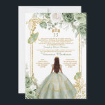 Invitación Oro español 15 años Sage Princesa Verde cumpleaños<br><div class="desc">EDITABLE Español Gold 15 Años Sage Green Princess Invitación al cumpleaños Elegante Marfil & Sage Green Floral Mariposa Quinceanera Invitación al cumpleaños Mis Quince Anos,  16º cumpleaños</div>