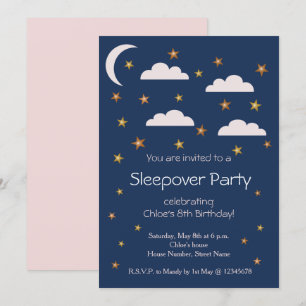Invitación Oro Estrellas Nubes Rosadas Fiesta de la Palabra d