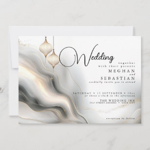 Invitación Oro Exótico y Carbón Flair Árabe