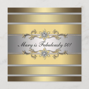 Invitación Oro Fabuloso 50 Cumpleaños 50 de Mujer