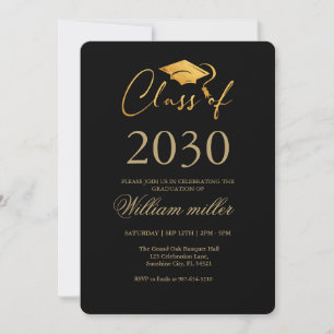 Invitación Oro falso Fiesta de graduación de escuela secundar