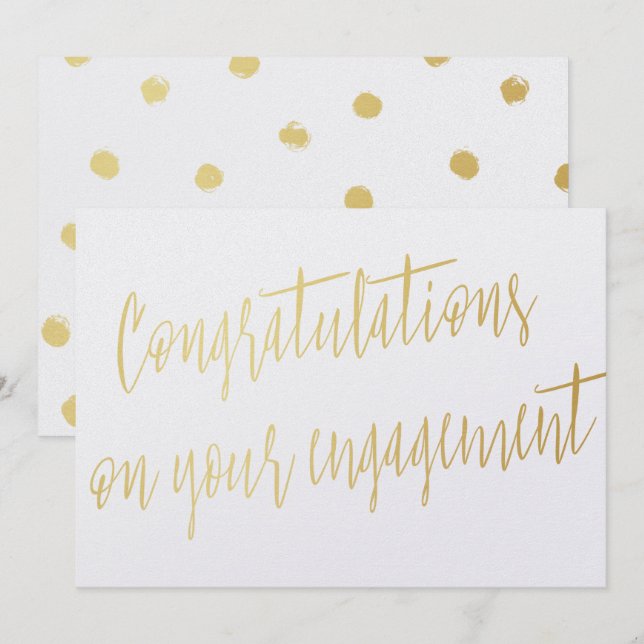 Invitación Oro "Felicitaciones por tu compromiso" (Anverso / Reverso)