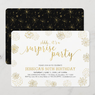 Invitación Oro   Fiesta de Cumpleaños 50 Moderno y Sorprenden