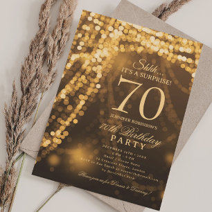 Invitación Oro   Fiesta de cumpleaños 70 elegante sorpresa