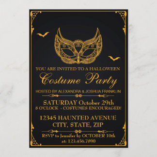 Invitación Oro Fiesta disfraz de Halloween